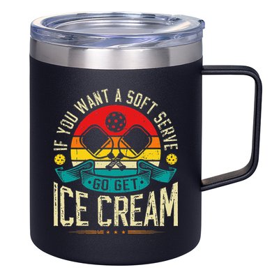 Pickleball Soft Serve Ice Cream Pickleball Player 12oz Stainless Steel Coffee Mug