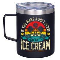 Pickleball Soft Serve Ice Cream Pickleball Player 12oz Stainless Steel Coffee Mug