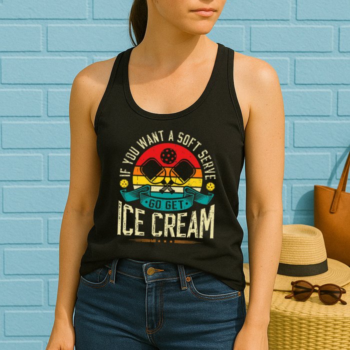 Pickleball Soft Serve Ice Cream Pickleball Player Womens Tank Top