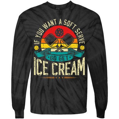Pickleball Soft Serve Ice Cream Pickleball Player Tie-Dye Long Sleeve Shirt