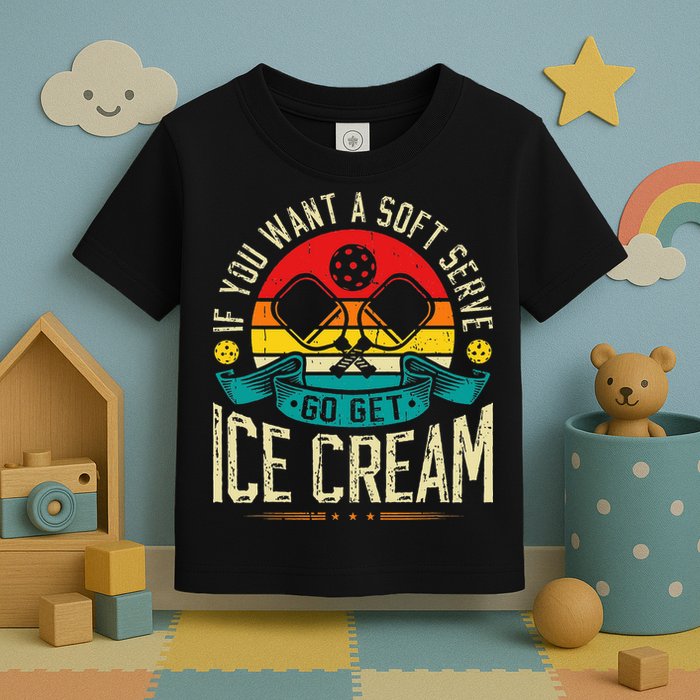 Pickleball Soft Serve Ice Cream Pickleball Player Toddler T-Shirt