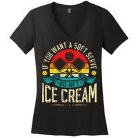 Pickleball Soft Serve Ice Cream Pickleball Player Women's V-Neck T-Shirt