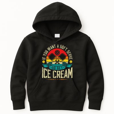 Pickleball Soft Serve Ice Cream Pickleball Player Kids Hoodie
