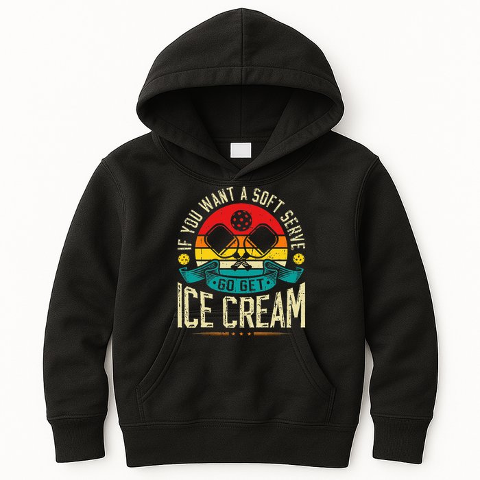 Pickleball Soft Serve Ice Cream Pickleball Player Kids Hoodie