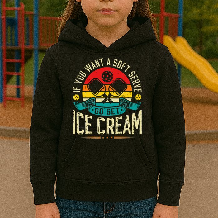 Pickleball Soft Serve Ice Cream Pickleball Player Kids Hoodie
