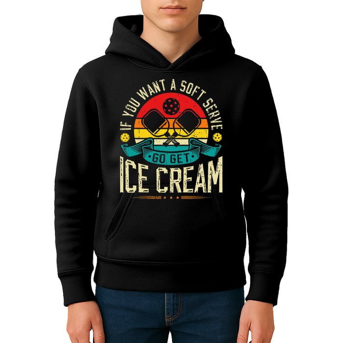 Pickleball Soft Serve Ice Cream Pickleball Player Kids Hoodie
