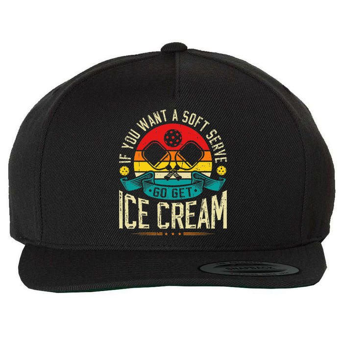 Pickleball Soft Serve Ice Cream Pickleball Player Wool Snapback Cap