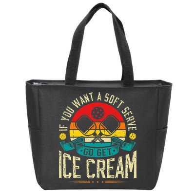 Pickleball Soft Serve Ice Cream Pickleball Player Zip Tote Bag