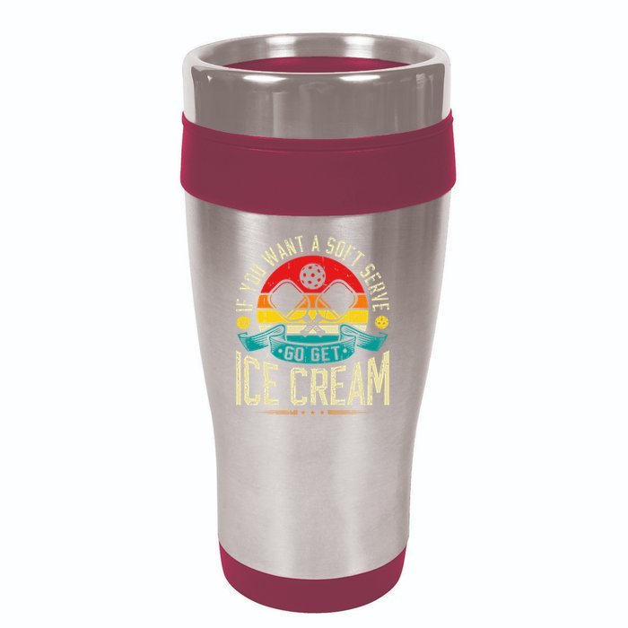 Pickleball Soft Serve Ice Cream Pickleball Player 16oz Travel Tumbler