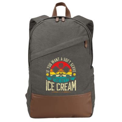 Pickleball Soft Serve Ice Cream Pickleball Player Cotton Canvas Backpack