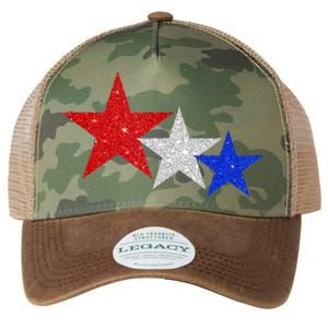 Patriotic Stars Sparkle Red White Blue American 4th Of July Legacy Tie Dye Trucker Hat