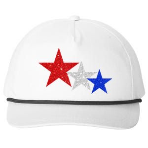 Patriotic Stars Sparkle Red White Blue American 4th Of July Snapback Five-Panel Rope Hat