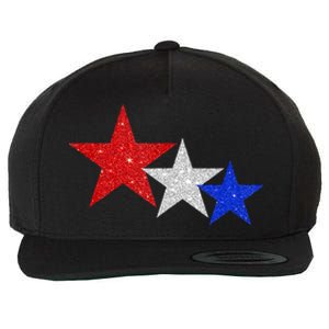 Patriotic Stars Sparkle Red White Blue American 4th Of July Wool Snapback Cap