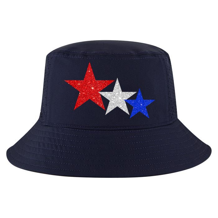 Patriotic Stars Sparkle Red White Blue American 4th Of July Cool Comfort Performance Bucket Hat