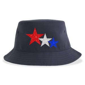 Patriotic Stars Sparkle Red White Blue American 4th Of July Sustainable Bucket Hat