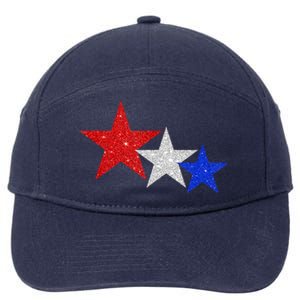 Patriotic Stars Sparkle Red White Blue American 4th Of July 7-Panel Snapback Hat