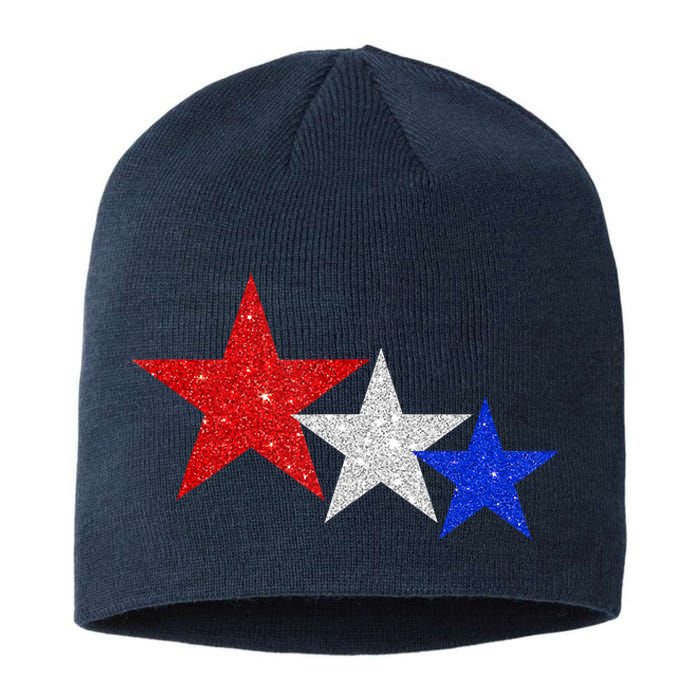 Patriotic Stars Sparkle Red White Blue American 4th Of July Sustainable Beanie