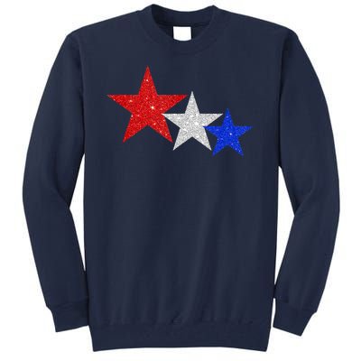 Patriotic Stars Sparkle Red White Blue American 4th Of July Tall Sweatshirt