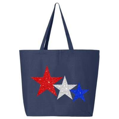 Patriotic Stars Sparkle Red White Blue American 4th Of July 25L Jumbo Tote