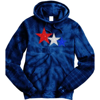 Patriotic Stars Sparkle Red White Blue American 4th Of July Tie Dye Hoodie