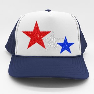 Patriotic Stars Sparkle Red White Blue American 4th Of July Trucker Hat