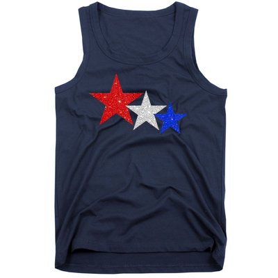 Patriotic Stars Sparkle Red White Blue American 4th Of July Tank Top