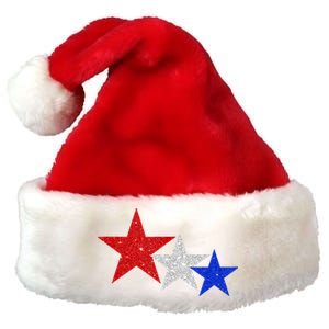 Patriotic Stars Sparkle Red White Blue American 4th Of July Premium Christmas Santa Hat