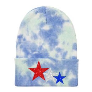 Patriotic Stars Sparkle Red White Blue American 4th Of July Tie Dye 12in Knit Beanie