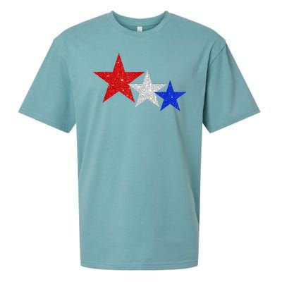 Patriotic Stars Sparkle Red White Blue American 4th Of July Sueded Cloud Jersey T-Shirt