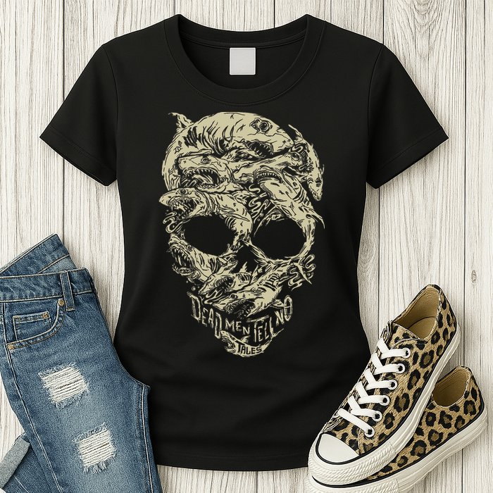 Pirates Shark Skull Womens T-Shirt