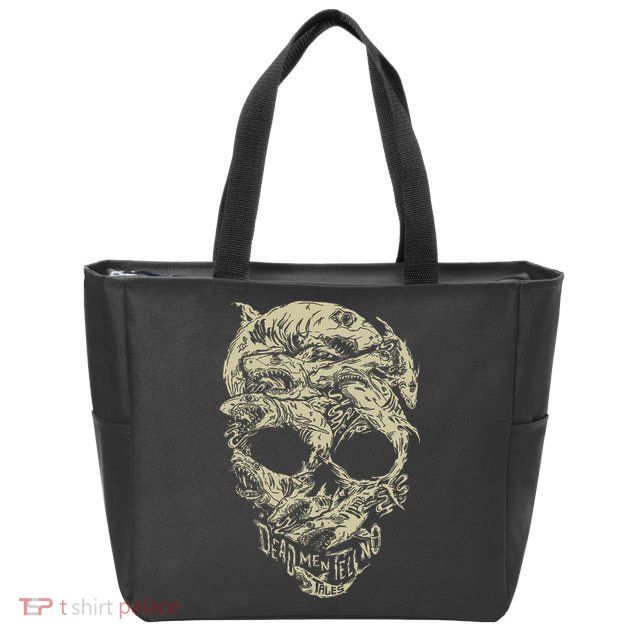 Pirates Shark Skull Zip Tote Bag