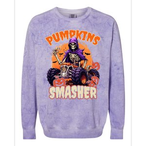 Pumpkins Smasher Skeleton Monster Truck Lover Gift Colorblast Crewneck Sweatshirt