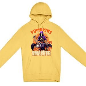 Pumpkins Smasher Skeleton Monster Truck Lover Gift Premium Pullover Hoodie