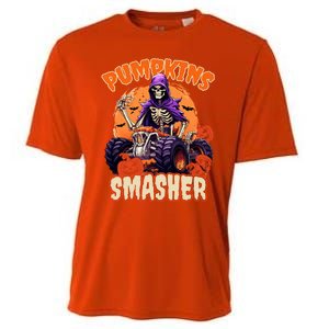 Pumpkins Smasher Skeleton Monster Truck Lover Gift Cooling Performance Crew T-Shirt