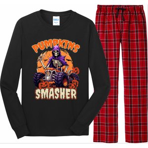 Pumpkins Smasher Skeleton Monster Truck Lover Gift Long Sleeve Pajama Set