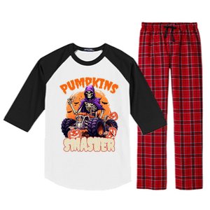 Pumpkins Smasher Skeleton Monster Truck Lover Gift Raglan Sleeve Pajama Set