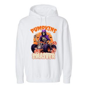 Pumpkins Smasher Skeleton Monster Truck Lover Gift Garment-Dyed Fleece Hoodie