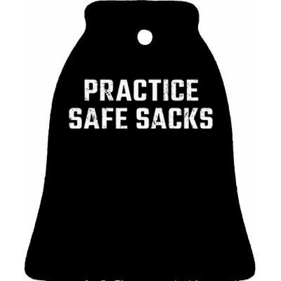 Practice Safe Sacks Lazy Halloween Football Ceramic Bell Ornament