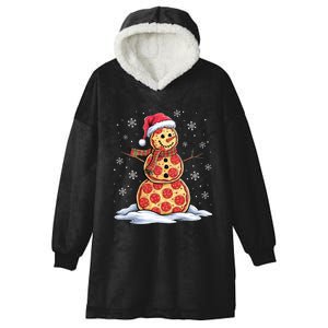 Pizza Snowman Santa Hat Christmas Pizza Party Funny Hooded Wearable Blanket