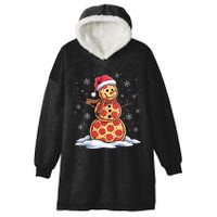 Pizza Snowman Santa Hat Christmas Pizza Party Funny Hooded Wearable Blanket