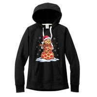 Pizza Snowman Santa Hat Christmas Pizza Party Funny Women's Fleece Hoodie