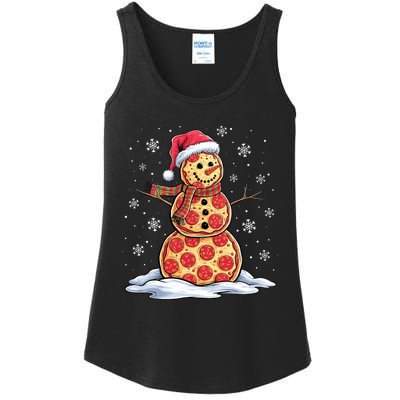 Pizza Snowman Santa Hat Christmas Pizza Party Funny Ladies Essential Tank