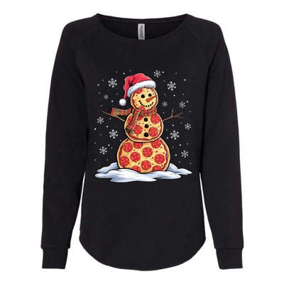 Pizza Snowman Santa Hat Christmas Pizza Party Funny Womens California Wash Sweatshirt