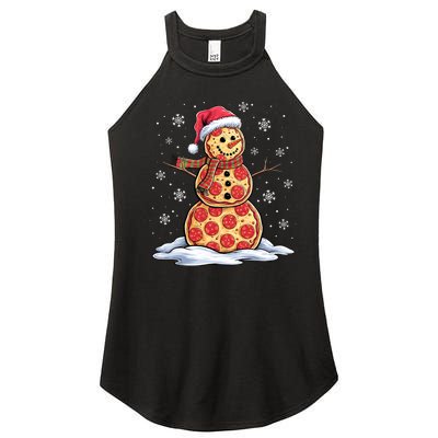 Pizza Snowman Santa Hat Christmas Pizza Party Funny Women's Perfect Tri Rocker Tank