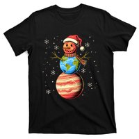 Planets Snowman Space Funny Christmas Astronomy T-Shirt