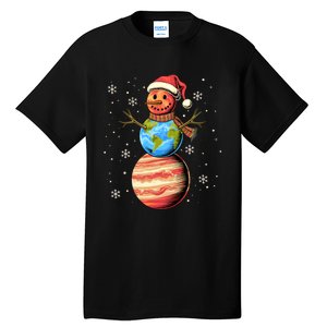 Planets Snowman Space Funny Christmas Astronomy Tall T-Shirt