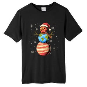 Planets Snowman Space Funny Christmas Astronomy Tall Fusion ChromaSoft Performance T-Shirt