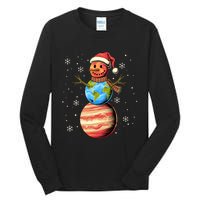 Planets Snowman Space Funny Christmas Astronomy Tall Long Sleeve T-Shirt