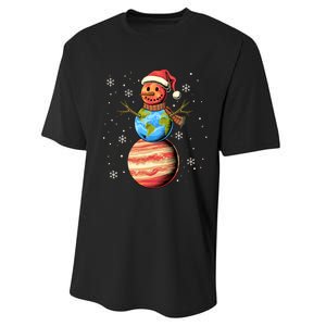 Planets Snowman Space Funny Christmas Astronomy Performance Sprint T-Shirt