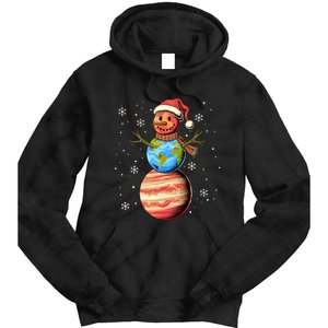 Planets Snowman Space Funny Christmas Astronomy Tie Dye Hoodie